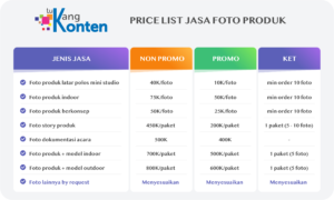 Price List Tukang foto